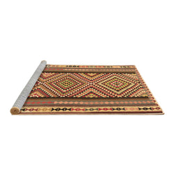 Sideview of Machine Washable Southwestern Brown Country Rug, wshtr2674brn