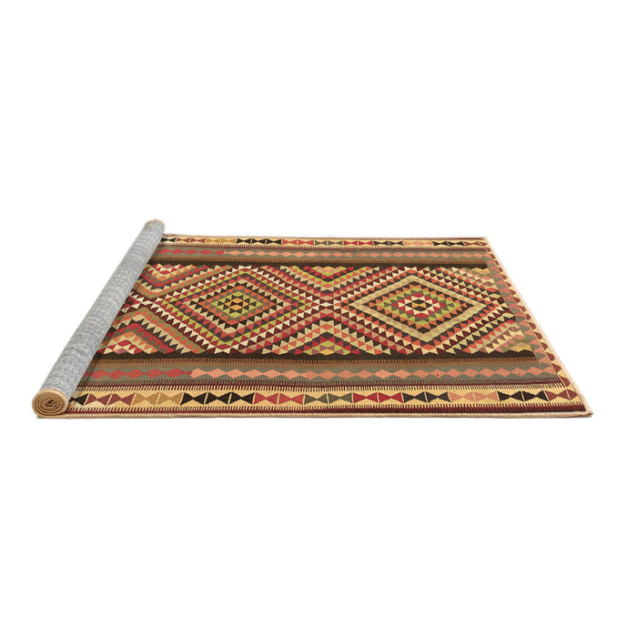 Sideview of Machine Washable Southwestern Brown Country Rug, wshtr2674brn