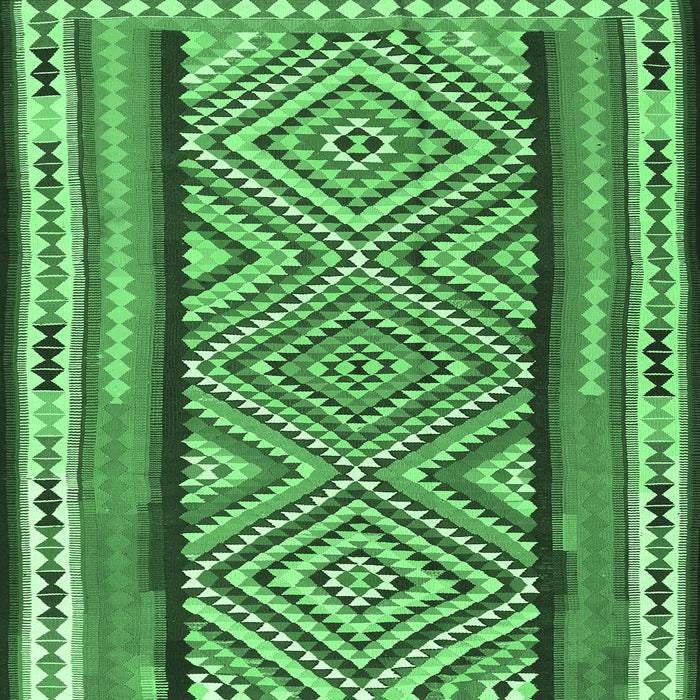 Square Machine Washable Southwestern Emerald Green Country Area Rugs, wshtr2674emgrn