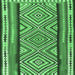 Square Machine Washable Southwestern Emerald Green Country Area Rugs, wshtr2674emgrn