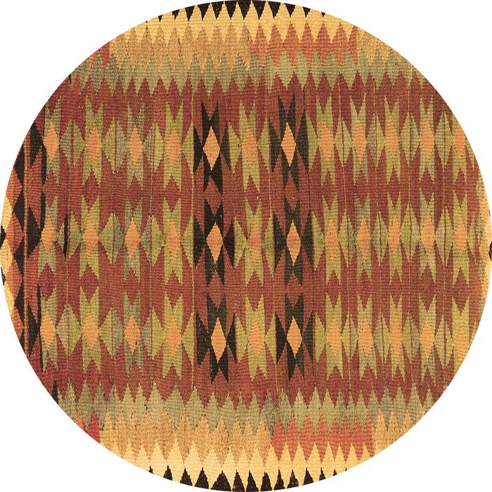 Round Southwestern Brown Country Rug, tr2675brn