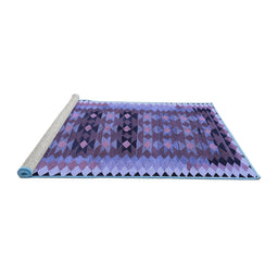 Sideview of Machine Washable Southwestern Blue Country Rug, wshtr2675blu