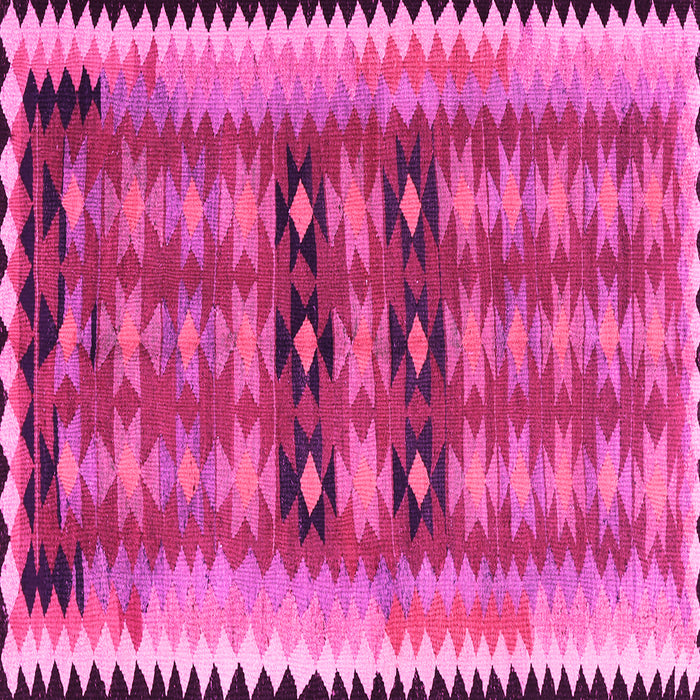 Square Machine Washable Southwestern Pink Country Rug, wshtr2675pnk