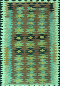 Southwestern Turquoise Country Rug, tr2675turq