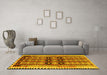 Machine Washable Southwestern Yellow Country Rug in a Living Room, wshtr2675yw