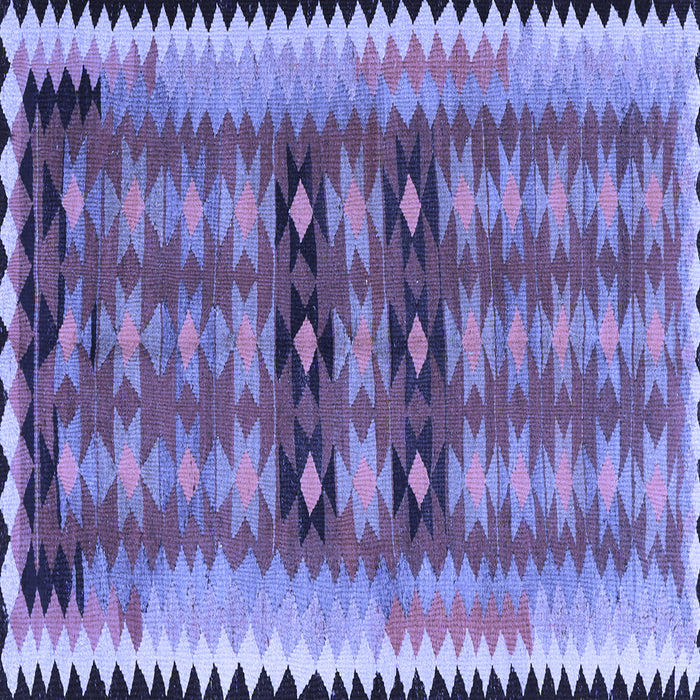 Square Machine Washable Southwestern Blue Country Rug, wshtr2675blu