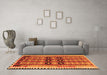 Machine Washable Southwestern Orange Country Area Rugs in a Living Room, wshtr2675org