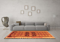 Machine Washable Southwestern Orange Country Rug, wshtr2675org