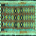 Square Southwestern Turquoise Country Rug, tr2675turq