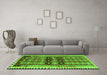 Machine Washable Southwestern Green Country Area Rugs in a Living Room,, wshtr2675grn