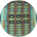 Round Southwestern Light Blue Country Rug, tr2675lblu