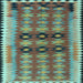 Square Machine Washable Southwestern Light Blue Country Rug, wshtr2675lblu