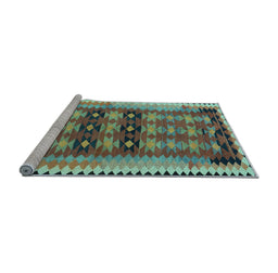 Sideview of Machine Washable Southwestern Light Blue Country Rug, wshtr2675lblu