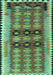 Machine Washable Southwestern Turquoise Country Area Rugs, wshtr2675turq