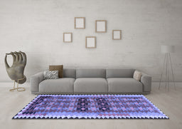 Machine Washable Southwestern Blue Country Rug in a Living Room, wshtr2675blu