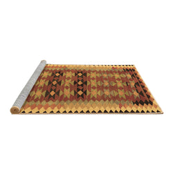 Sideview of Machine Washable Southwestern Brown Country Rug, wshtr2675brn