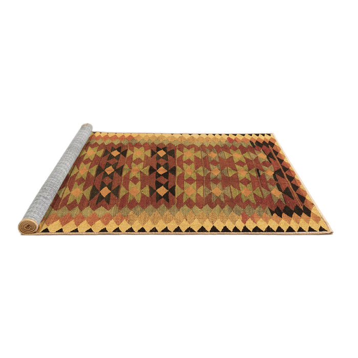 Sideview of Machine Washable Southwestern Brown Country Rug, wshtr2675brn