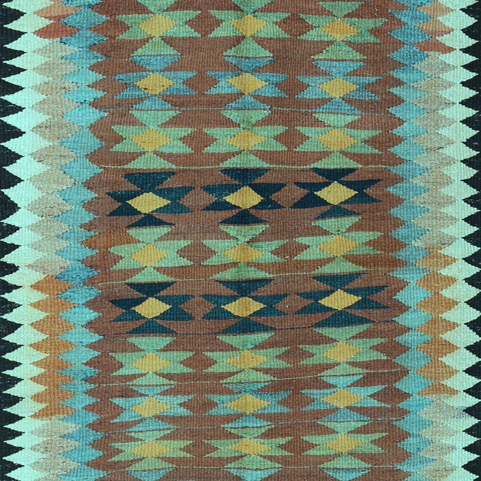 Machine Washable Southwestern Light Blue Country Rug, wshtr2675lblu