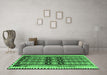 Machine Washable Southwestern Emerald Green Country Area Rugs in a Living Room,, wshtr2675emgrn