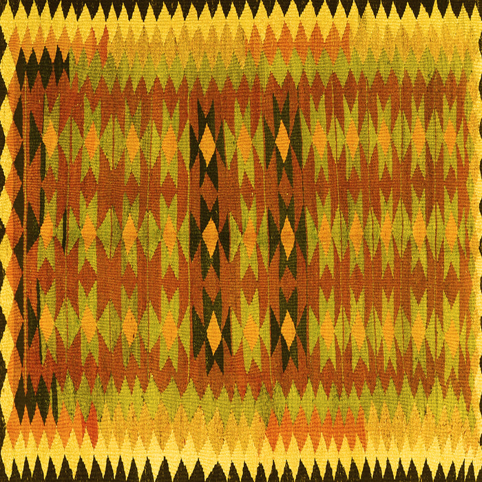 Square Southwestern Yellow Country Rug, tr2675yw