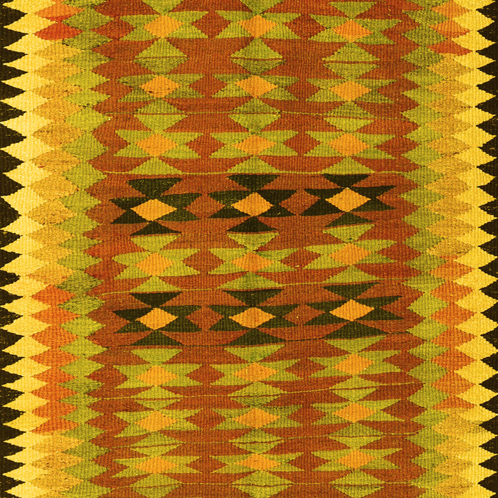 Machine Washable Southwestern Yellow Country Rug, wshtr2675yw