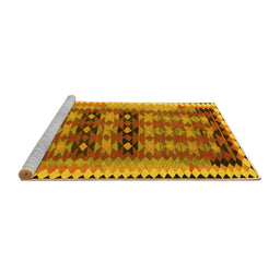 Sideview of Machine Washable Southwestern Yellow Country Rug, wshtr2675yw
