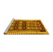 Sideview of Machine Washable Southwestern Yellow Country Rug, wshtr2675yw