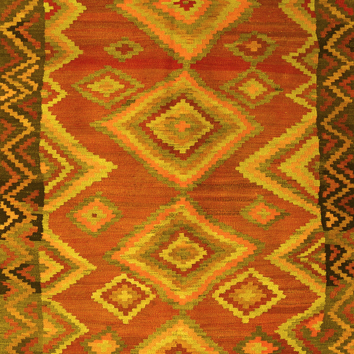 Machine Washable Southwestern Yellow Country Rug, wshtr2676yw
