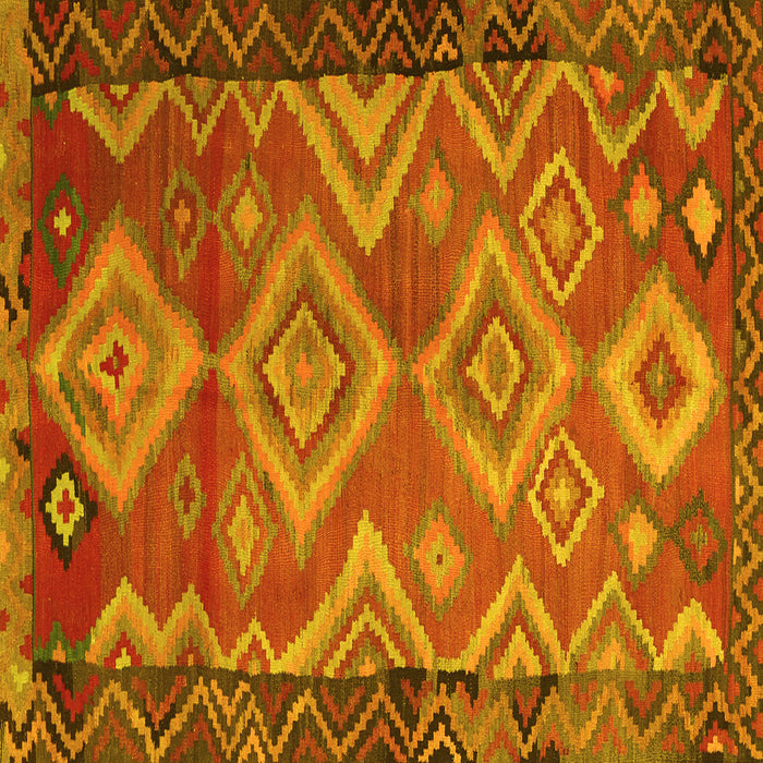 Square Machine Washable Southwestern Yellow Country Rug, wshtr2676yw