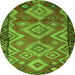 Square Southwestern Green Country Rug, tr2676grn