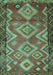 Machine Washable Southwestern Turquoise Country Area Rugs, wshtr2676turq