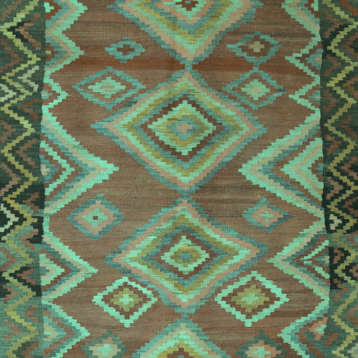 Machine Washable Southwestern Turquoise Country Area Rugs, wshtr2676turq