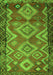 Serging Thickness of Machine Washable Southwestern Green Country Area Rugs, wshtr2676grn