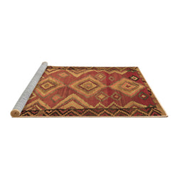 Sideview of Machine Washable Southwestern Brown Country Rug, wshtr2676brn