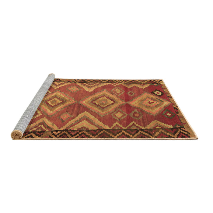 Sideview of Machine Washable Southwestern Brown Country Rug, wshtr2676brn