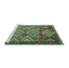 Sideview of Machine Washable Southwestern Turquoise Country Area Rugs, wshtr2676turq