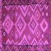 Square Machine Washable Southwestern Purple Country Area Rugs, wshtr2676pur