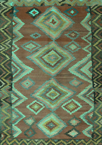 Southwestern Turquoise Country Rug, tr2676turq