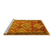 Sideview of Machine Washable Southwestern Yellow Country Rug, wshtr2676yw