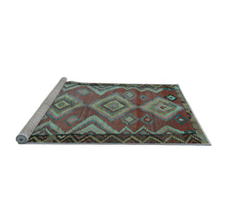 Sideview of Machine Washable Southwestern Light Blue Country Rug, wshtr2676lblu