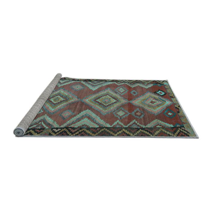Sideview of Machine Washable Southwestern Light Blue Country Rug, wshtr2676lblu