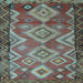 Square Southwestern Light Blue Country Rug, tr2676lblu