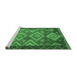 Sideview of Machine Washable Southwestern Emerald Green Country Area Rugs, wshtr2676emgrn