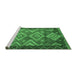 Sideview of Machine Washable Southwestern Emerald Green Country Area Rugs, wshtr2676emgrn