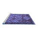 Sideview of Machine Washable Southwestern Blue Country Rug, wshtr2676blu