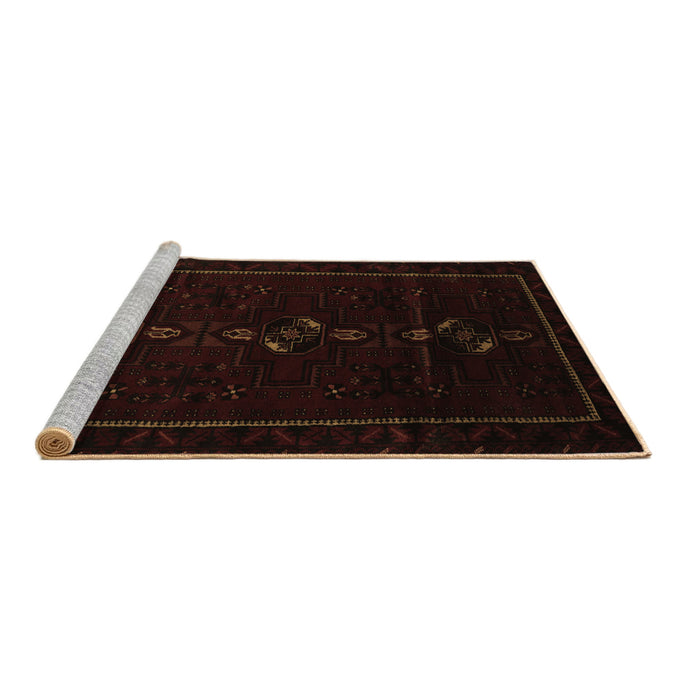 Sideview of Machine Washable Persian Brown Traditional Rug, wshtr2677brn
