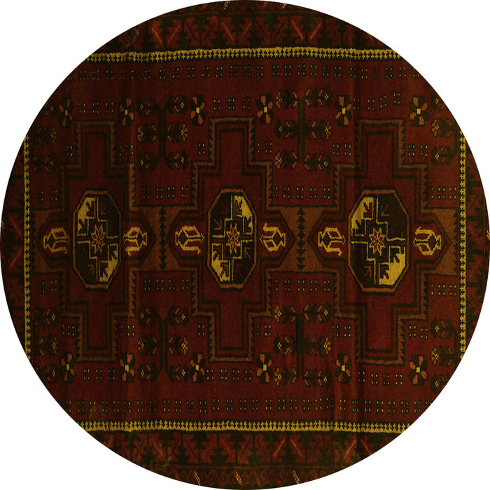 Round Machine Washable Persian Yellow Traditional Rug, wshtr2677yw