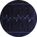 Round Persian Blue Traditional Rug, tr2677blu