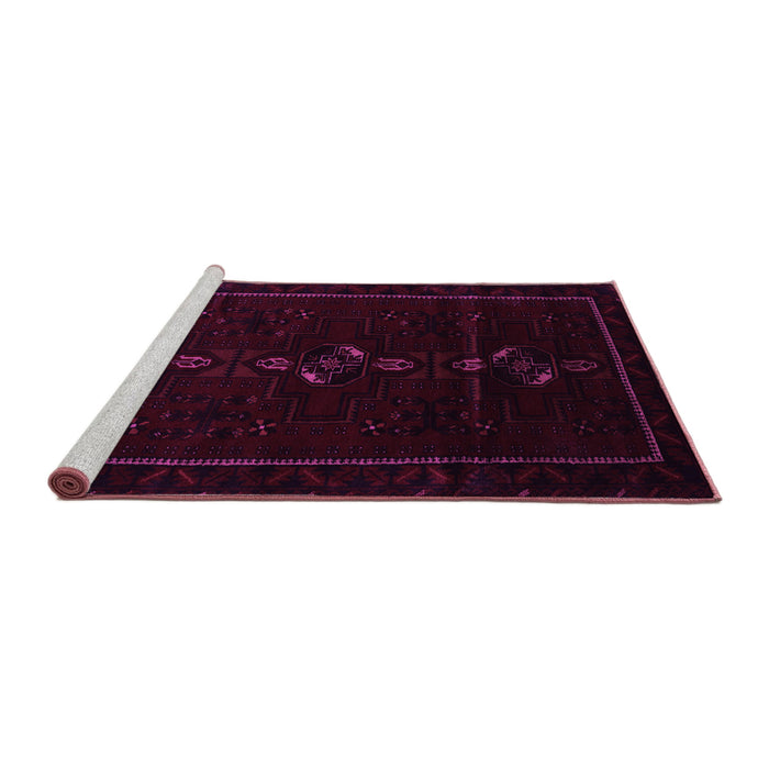 Sideview of Machine Washable Persian Pink Traditional Rug, wshtr2677pnk