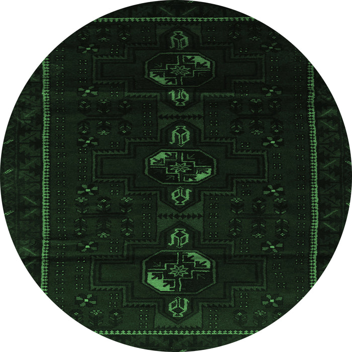 Round Persian Emerald Green Traditional Rug, tr2677emgrn